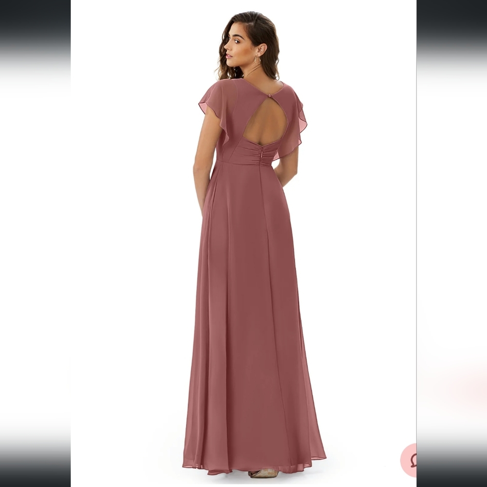 Azazie Rylee Bridesmaid Dress Size 8 Desert Rose - Picture 2 of 15
